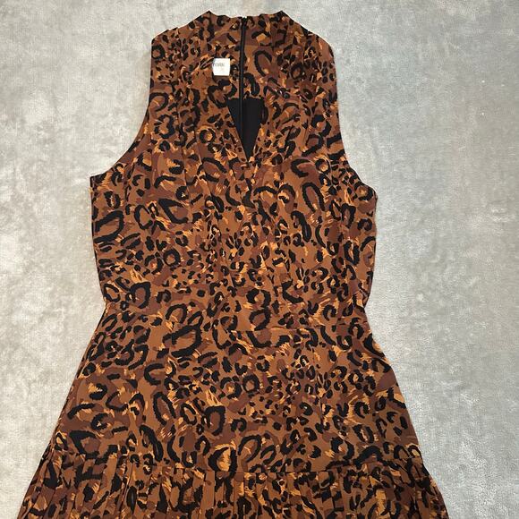 Vintage Jones New York Maxi Dress Women Size 8 Leopard Print Pleated Sleeveless - Picture 6 of 15